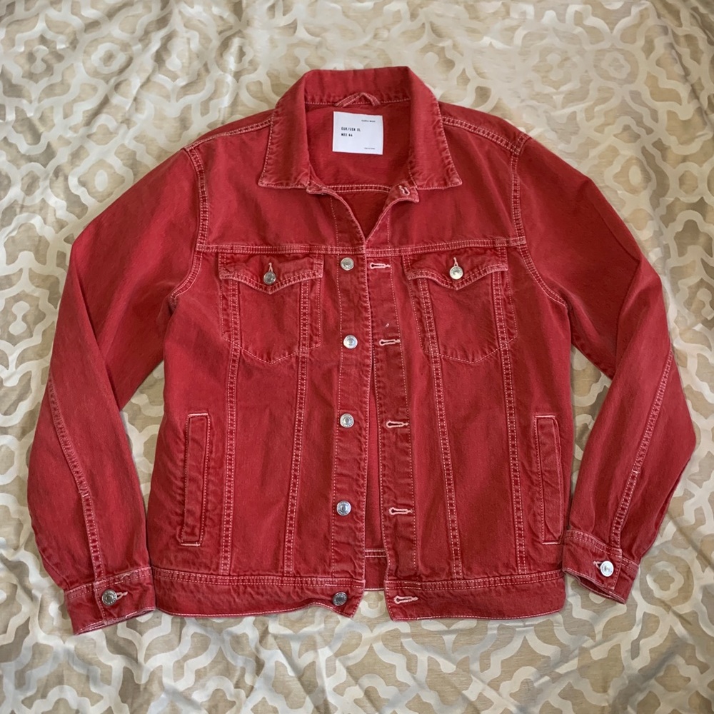 Red Zara jean jacket